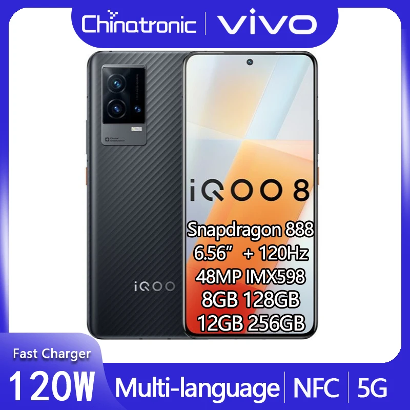 Оригинальный телефон iQOO 8 ГБ 128 Восьмиядерный процессор Snapdragon 888 экран 6 56 дюйма 120