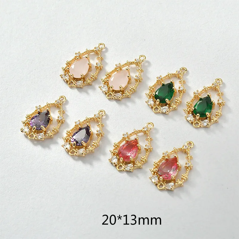 Кружевной двойной висячий цветок циркон кулон покрытый медью 18 К золото DIY серьги