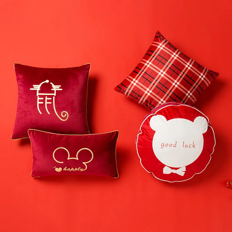2020 новый год китайский крысы праздничный красный диван наволочка домашняя