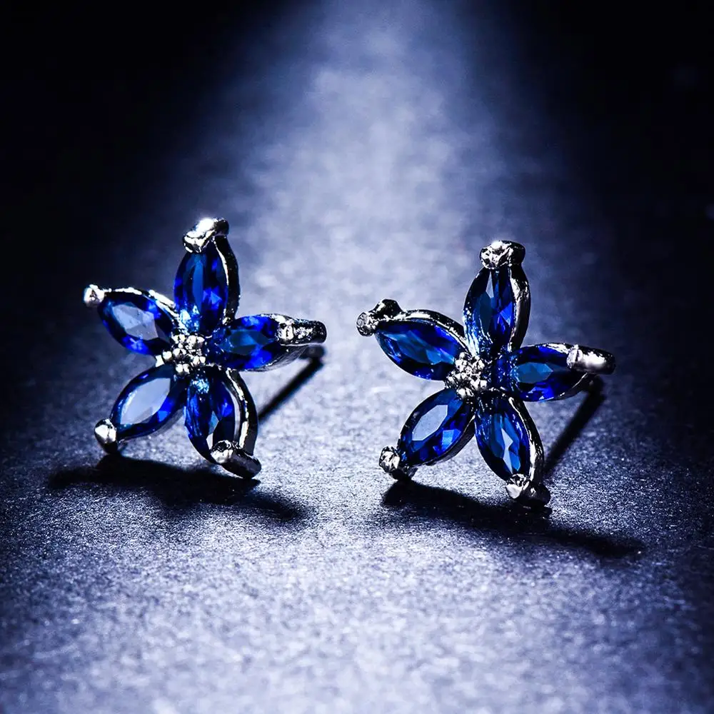 Милые женские маленькие серьги гвоздики в стиле бохо со звездами черные синие