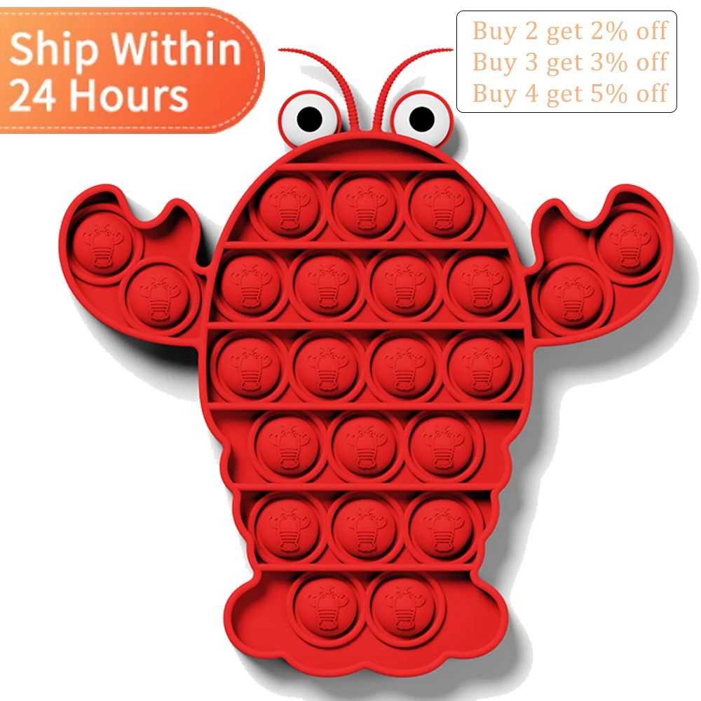

Red Lobster Pop Fidget Toys for Children Adults Kawaii Figet Toy Kids Fun Push Bubble Down Antistress Toy Girls Boys Birthday