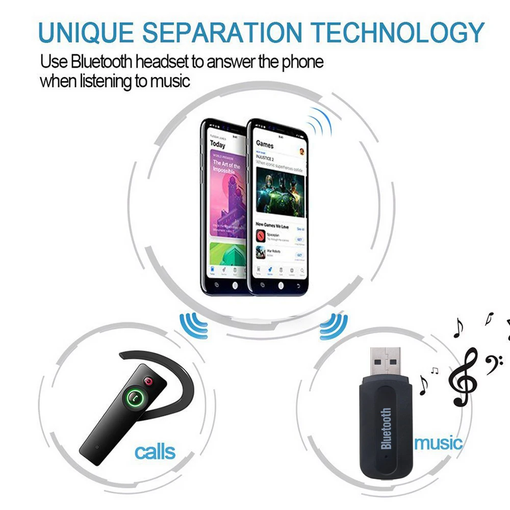 Приемник Bluetooth 5 0 адаптер AUX ключ аудио беспроводной для автомобильного ПК