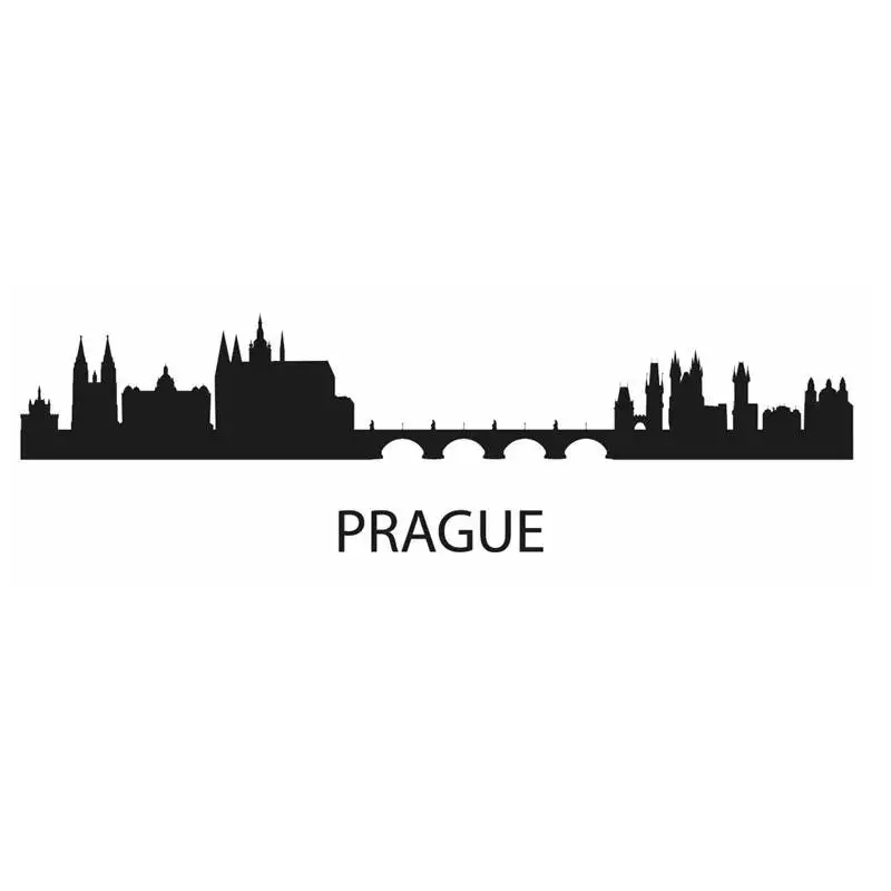 

PRAGUE Skyline Decal Wall Sticker Vinyl Stickers Decor Mural Art Living Room Home Decoration Landmark Skyline Wall Decal