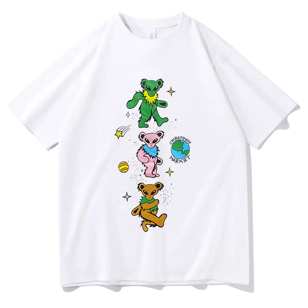 

Little Bear Logo Print T-shirt Men Women High Quality Cotton Fabric Tee Alien Invasion Style T Shirts Short Sleee Kawaii Tshirt