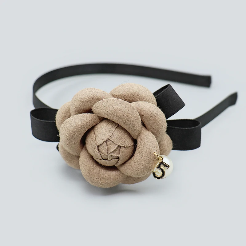 Ободок для волос женский шерстяной с жемчугом модный элегантный обруч бантом и