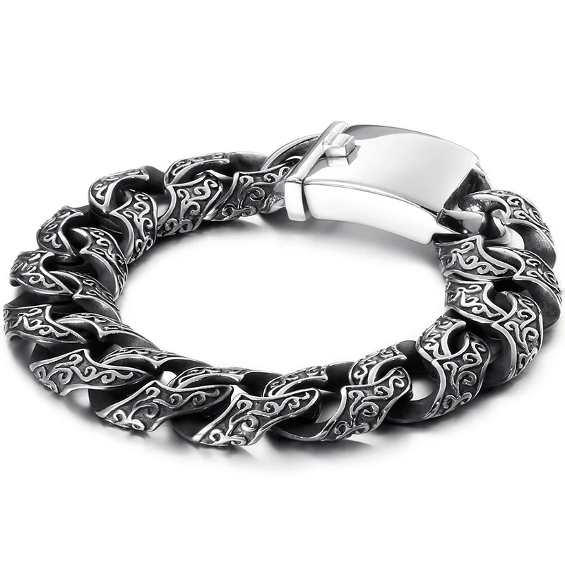 Style 2 18MM Wide Массивный тяжелый браслет из нержавеющей стали для мужчин, мужские браслеты на цепочке, металлические браслеты для мужчин, браслет на руку, ювелирные изделия, подарки для бойфренда - Окраска металла: Style 2 18MM Wide