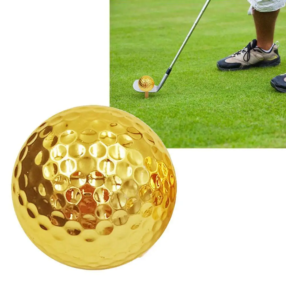 

1Pcs Gold Golf Balls For Golfer Indoor Outdoor Swing Putter For Father Balls Training Gift Practice Christmas Friend R5Q4