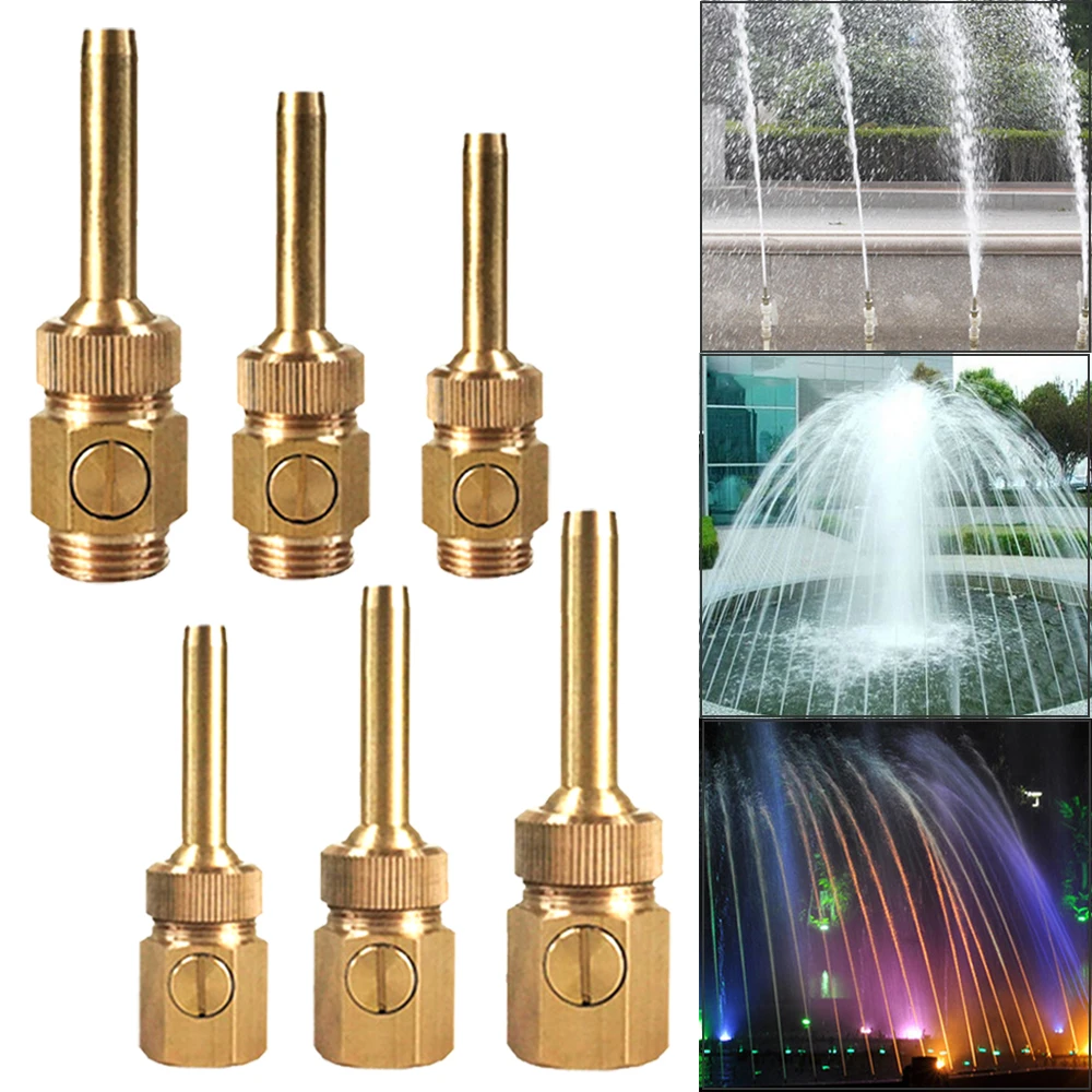 2/4/6 Pieces Adjustable Brass Fountain Nozzle 1/2'' 3/4'' 1'' Threaded Connector Garden Park Pond Landscape Decorative Sprinkler