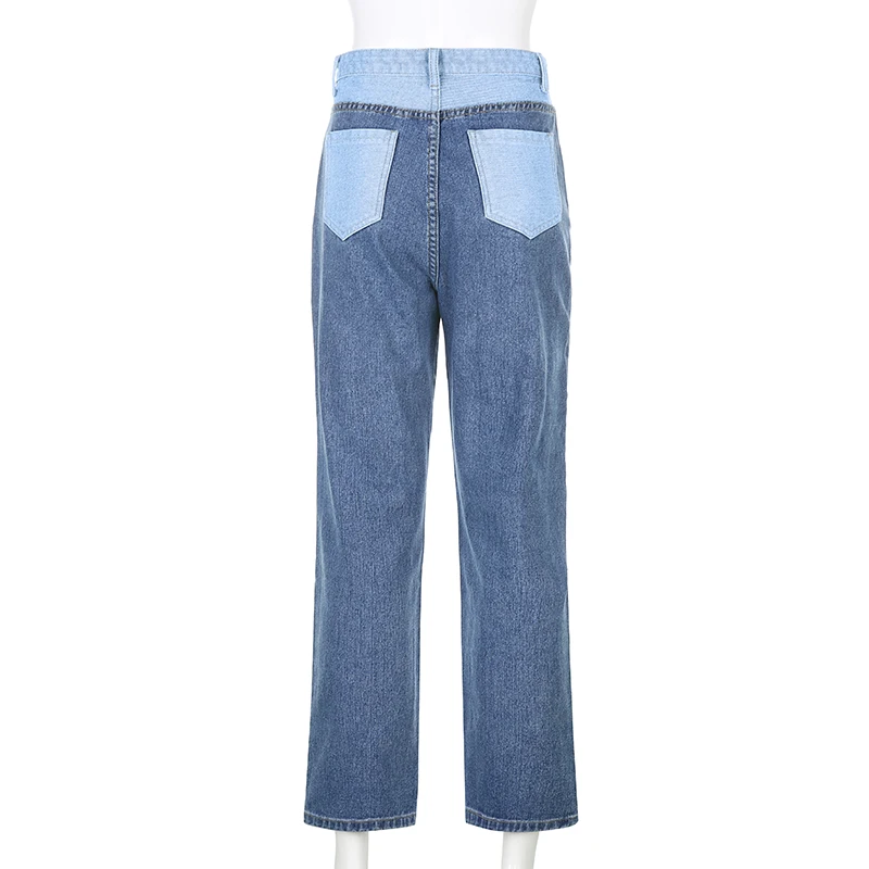 

XIYUU Patchwork Straight Women's jeans Baggy Vintage High Waist Denim Distressed Streetwear Female Iamhotty