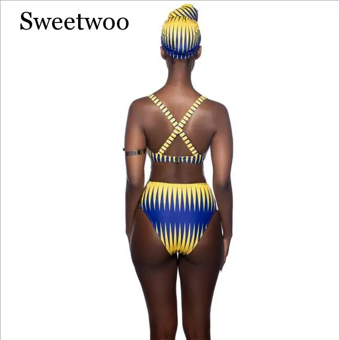 Модное бикини с принтом 2 шт. женские сексуальные африканские пляжные купальники