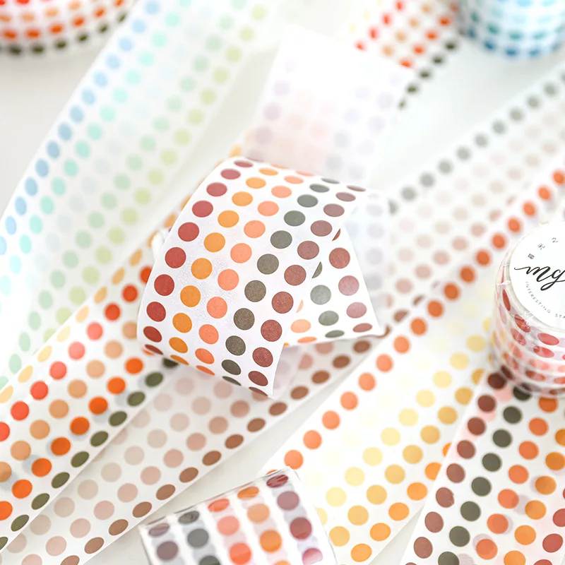 

Vintage Colorful Morandi Dots Washi Tape Round Stickers Dot Stickers For Diy Decorative Diary Planner Scrapbooking Photo Ablum