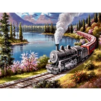 gatyztory frame train painting by numbers landscape oil paint by numbers handpainted for home decors unique gift 40%c3%9750cm