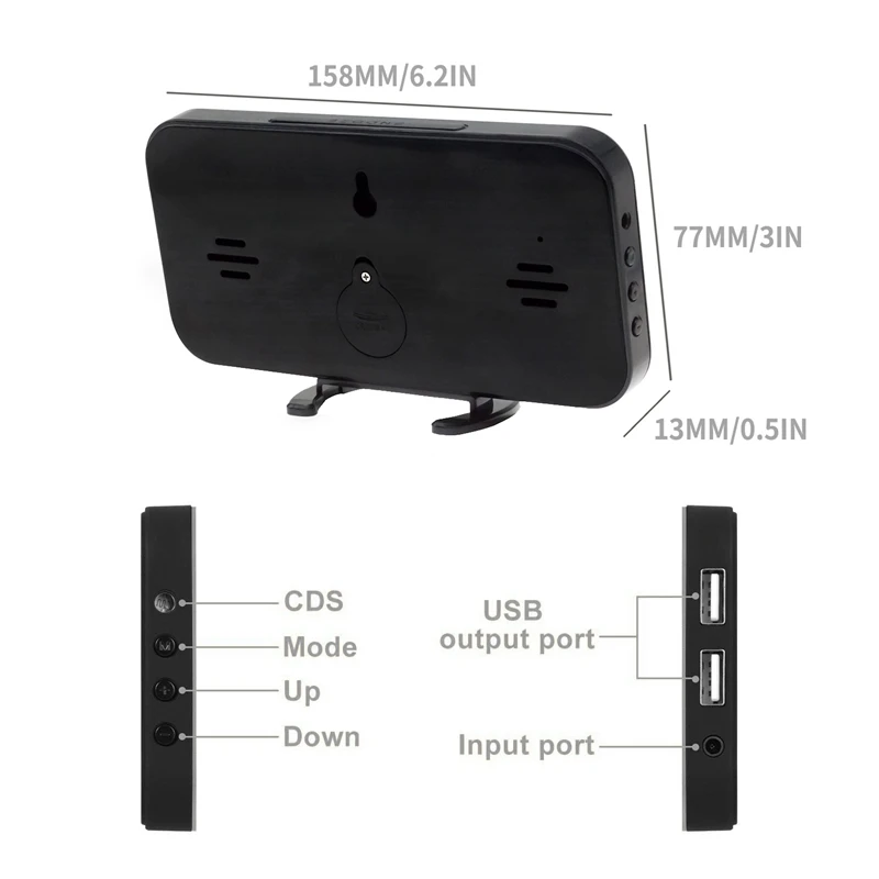 Цифровой светодиодный Будильник с usb портом зеркальный электронный будильник