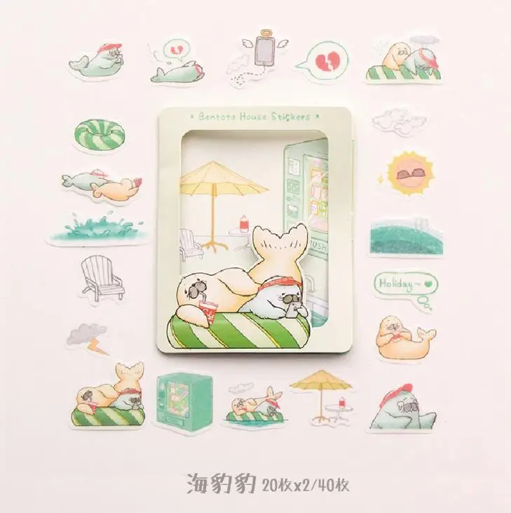 5 40 шт./упак. Kawaii животное Пингвин Оттер собака кошка Единорог лиса DIY декоративные этикетки для скраббукинга альбом канцелярские принадлежности для наклеек - Цвет: 5