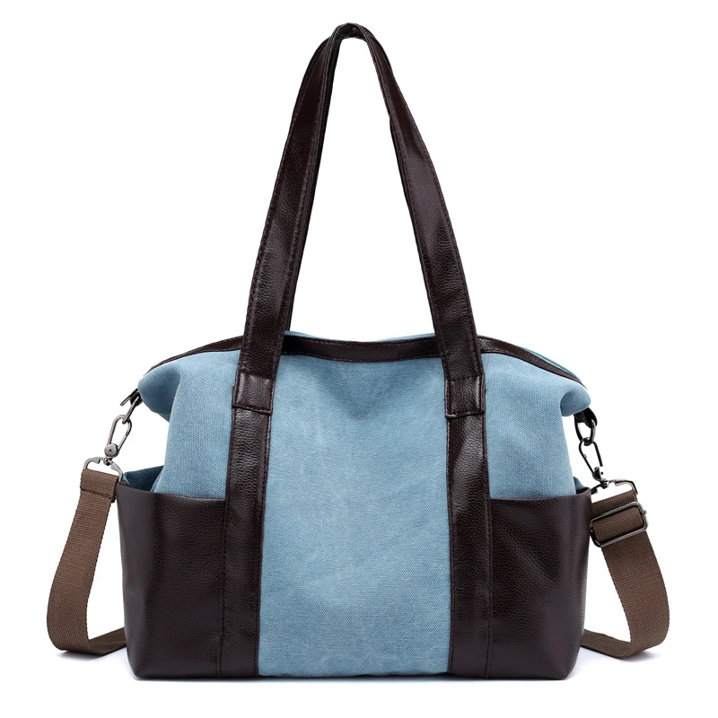Женские сумки модная вместительная холщовая + Кожаная сумка-тоут женская сумка