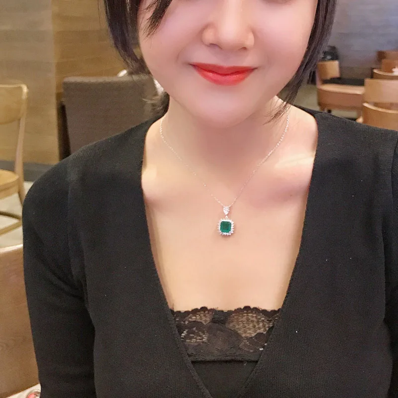 Подвеска с изумрудом и муассанитом для женщин 10 к | Украшения аксессуары