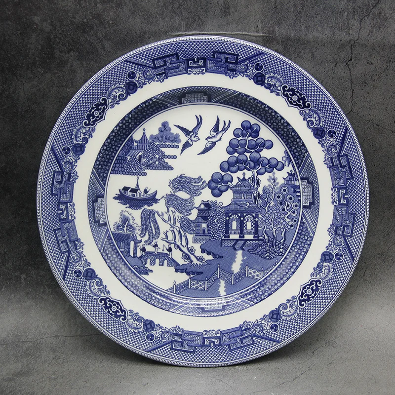 

The Blue Willow Dinner Set Elegant England Style Dinner Ware Ceramic Breakfast Plate Beef Dishes Dessert Dish Soup Bowl