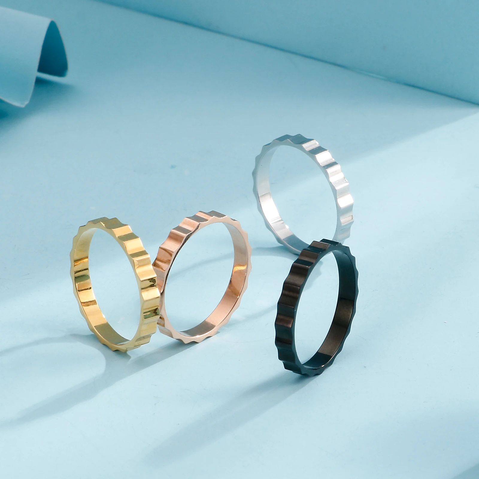 Мини-кольцо KALEN из нержавеющей стали с геометрической металлической волнистой