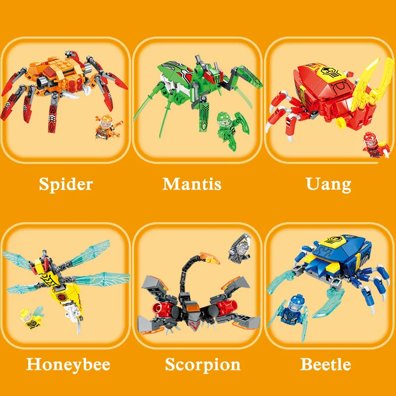 

Kids Toys 650Pcs 6 in 1 King of Shura Steel Machine Armour Building Blocks 6 Figures Insect Bricks Toys For Kids Birthday Gifts