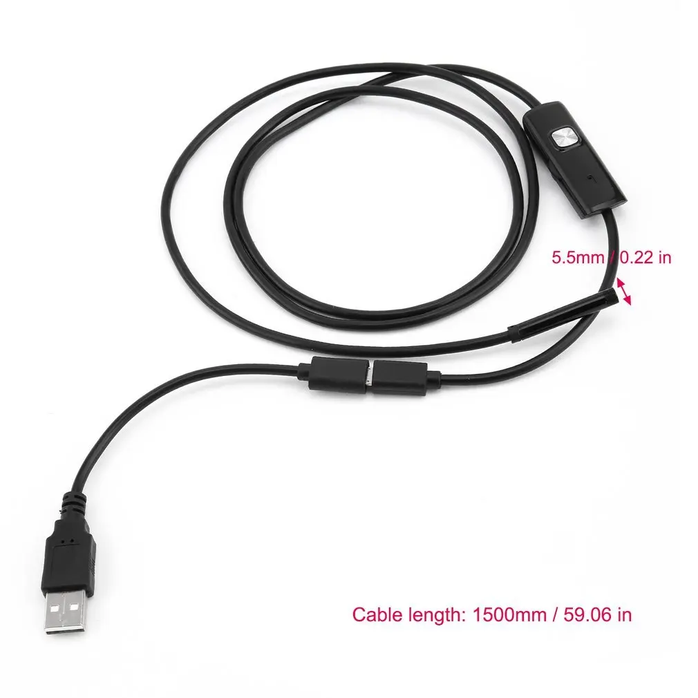 

6 LED 5.5mm Lens Endoscope Waterproof Inspection Borescope for Android Focus Camera Lens USB Cable Waterproof Endoscope