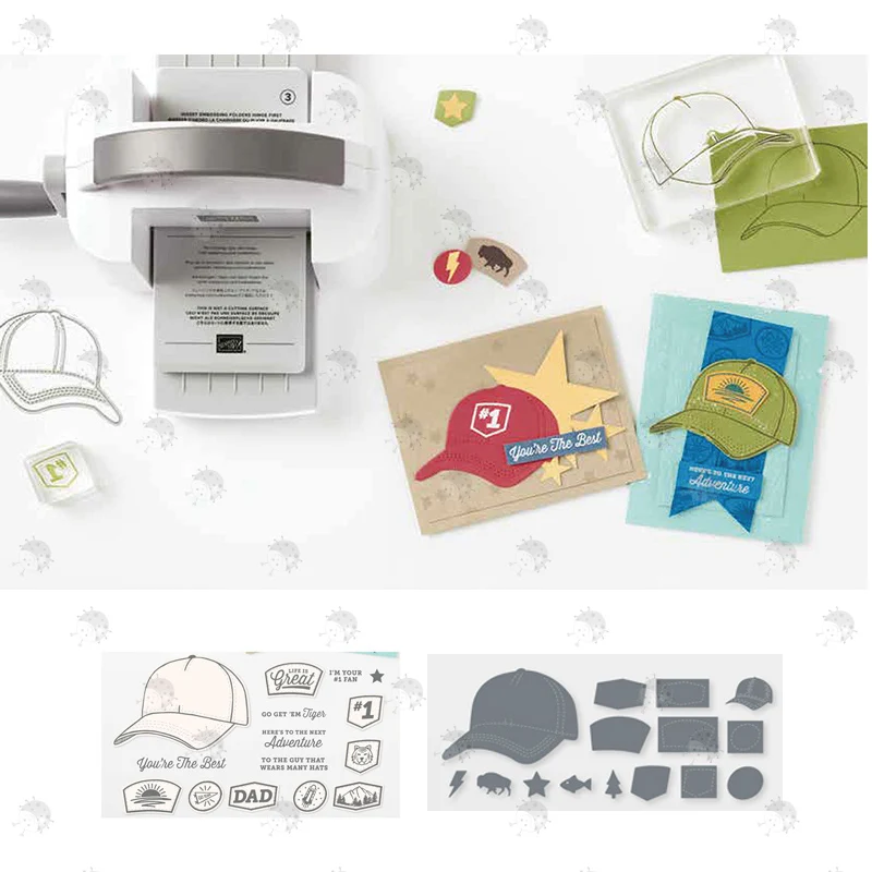 

HATS Father's Day Background Greeting Card Metal Cutting Dies Stamp DIY Scrapbooking Craft Embossing Stencil 2021 Newest