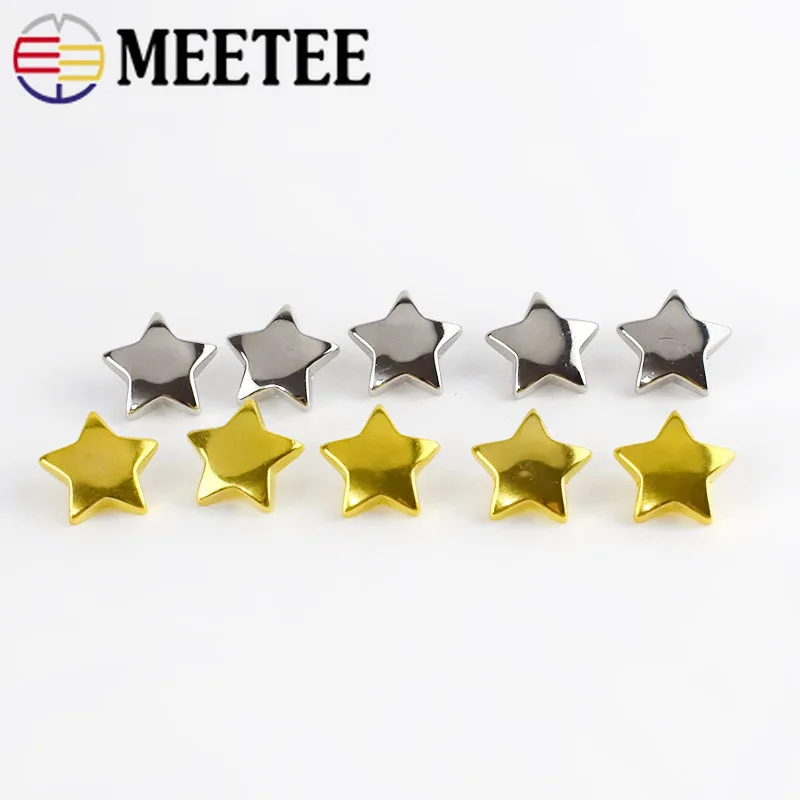 100 шт 15 мм звезды ABS пластиковые кнопки золото/серебро хвостовик Кнопка рубашка DIY