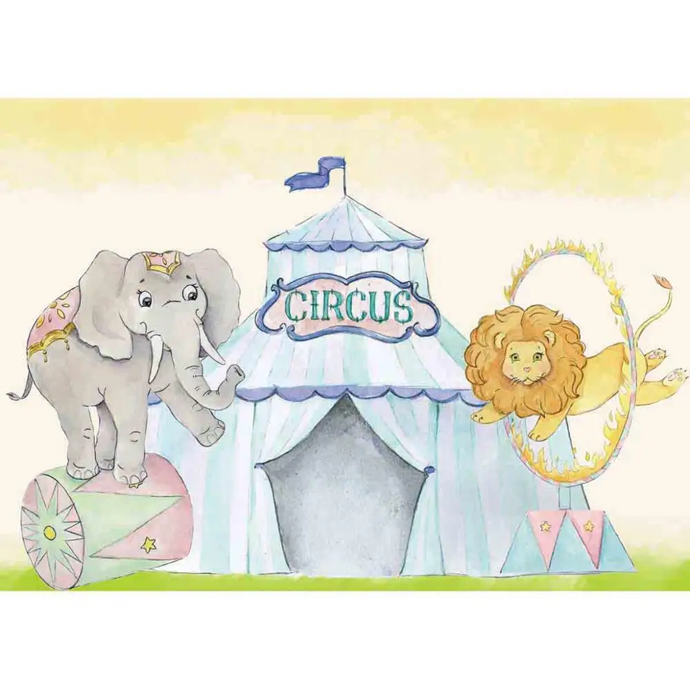 Фон для фотосъемки с цирком Allenjoy картина маслом слон Лев детский день рождения