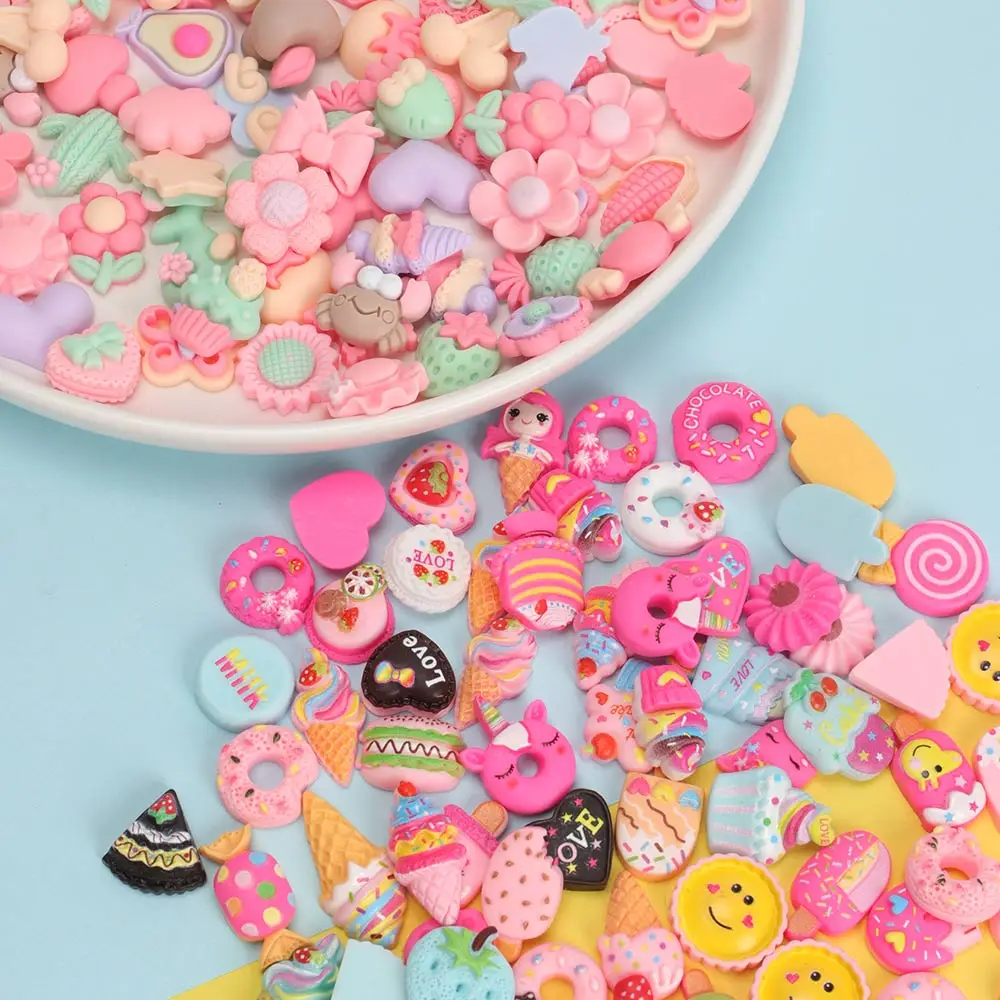 

50PCS DIY jewelry Accessories Plastic Cake Fruit Plastic Spacer Mix Color Floral receptacle Handcraft Earring Department