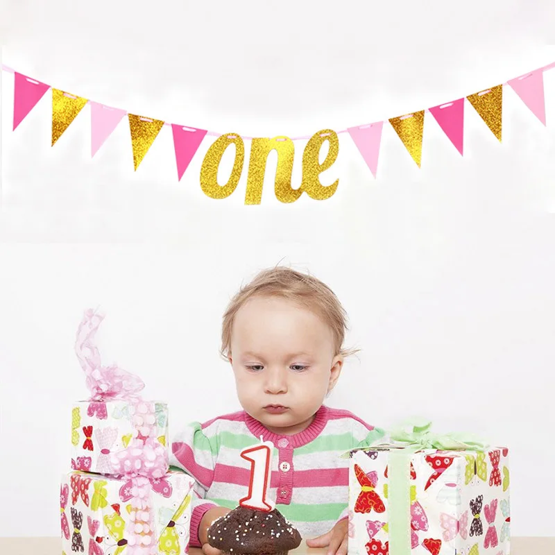 2 5 м первый бумажный флажок для детского дня рождения баннер с блестками номер