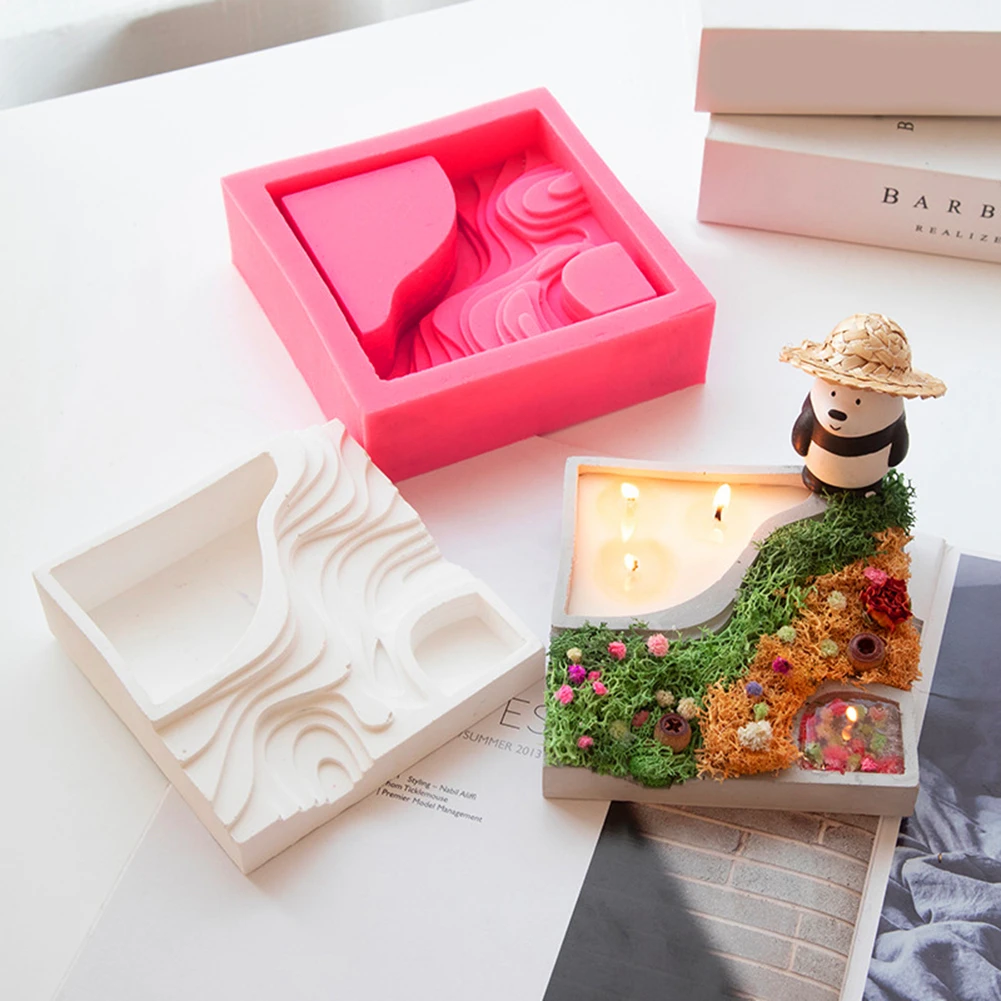 

Terraced Field Square Shape Mould Concrete Flower Pot Silicone Mold Succulent Craft Garden Decor Succulent Plants Planter Mould