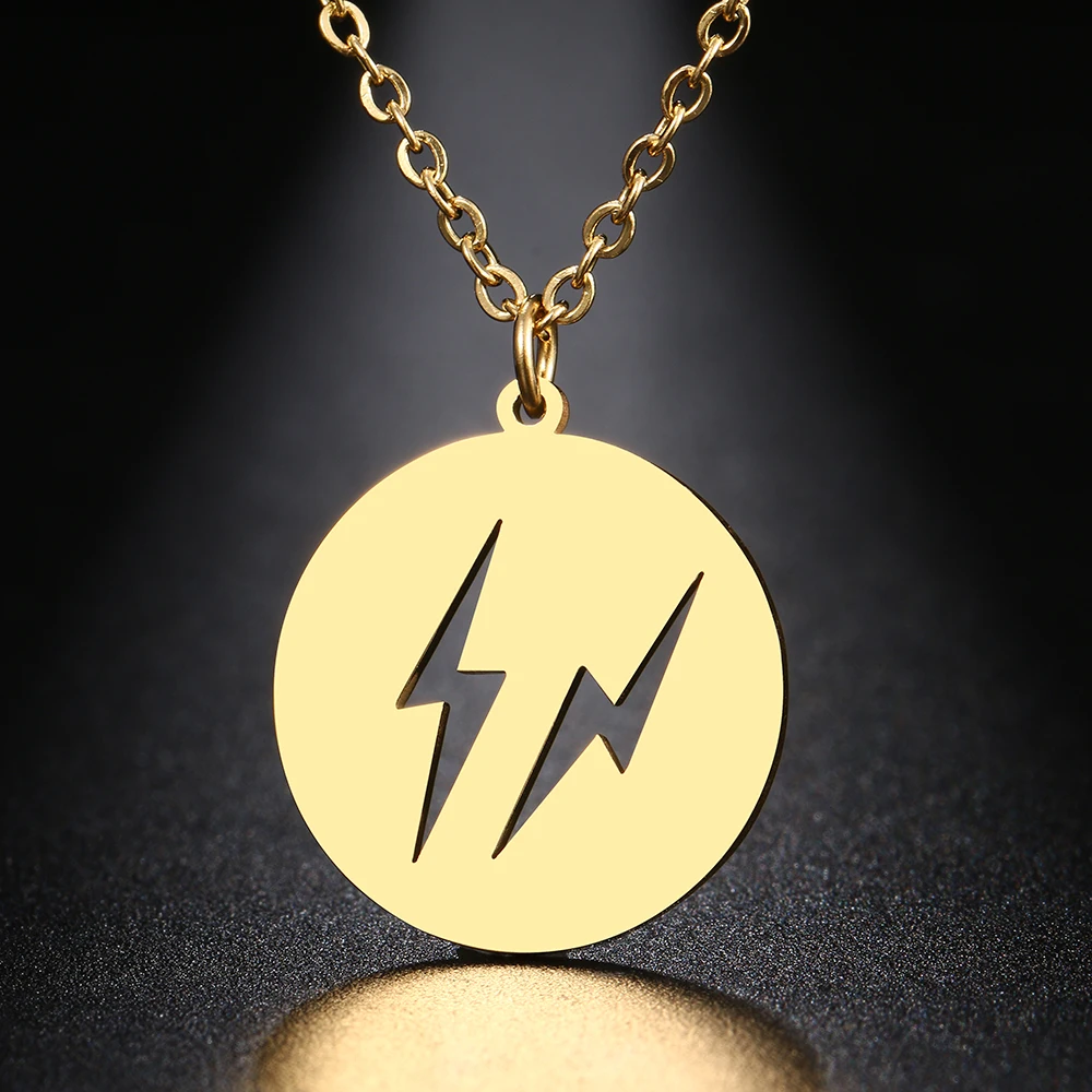 

Ожерелья из нержавеющей стали, круглая двойная подвеска с молнией, цепочка, модное ожерелье для женщин, ювелирные изделия для вечеринки, под...