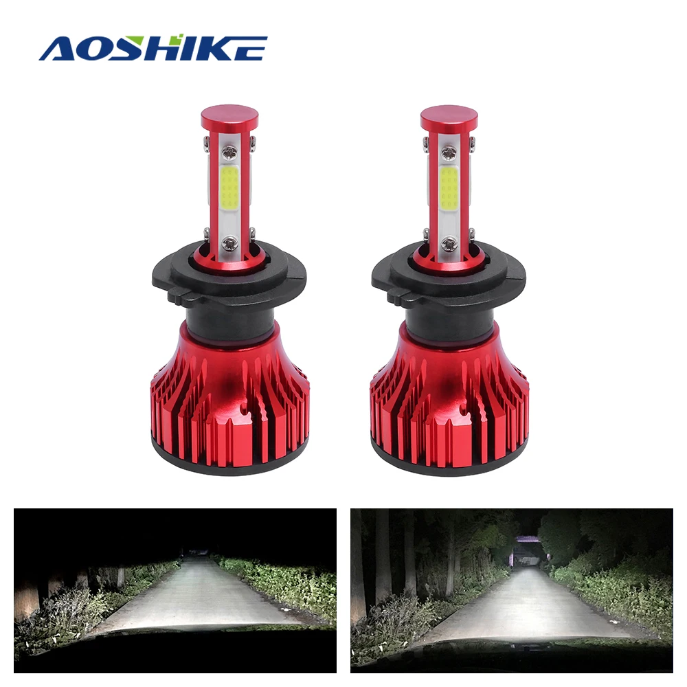 Автомобильные светодиодсветодиодный лампы AOSHIKE 2 шт. 12 В 24 6500K 9005 H4 H7 H11