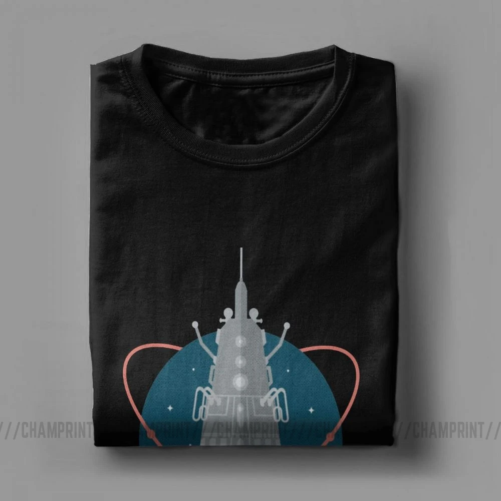 Мужская хлопковая футболка Sputnik в стиле ретро с принтом космической технологии |