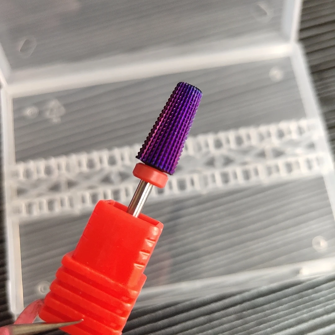 7pcs/set New Purple 5in1 Tapered Safety Carbide Nail Drill Bits With Cut  Drills Carbide Milling Cutter For Manicure Remove Gel