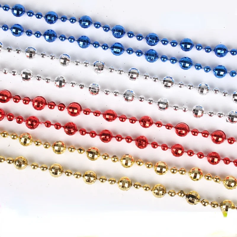 

2,7 м рождественские бусины золотые серебряные Красные гальванические зеркальные шарики подвесная цепочка Рождественское украшение Новый ...