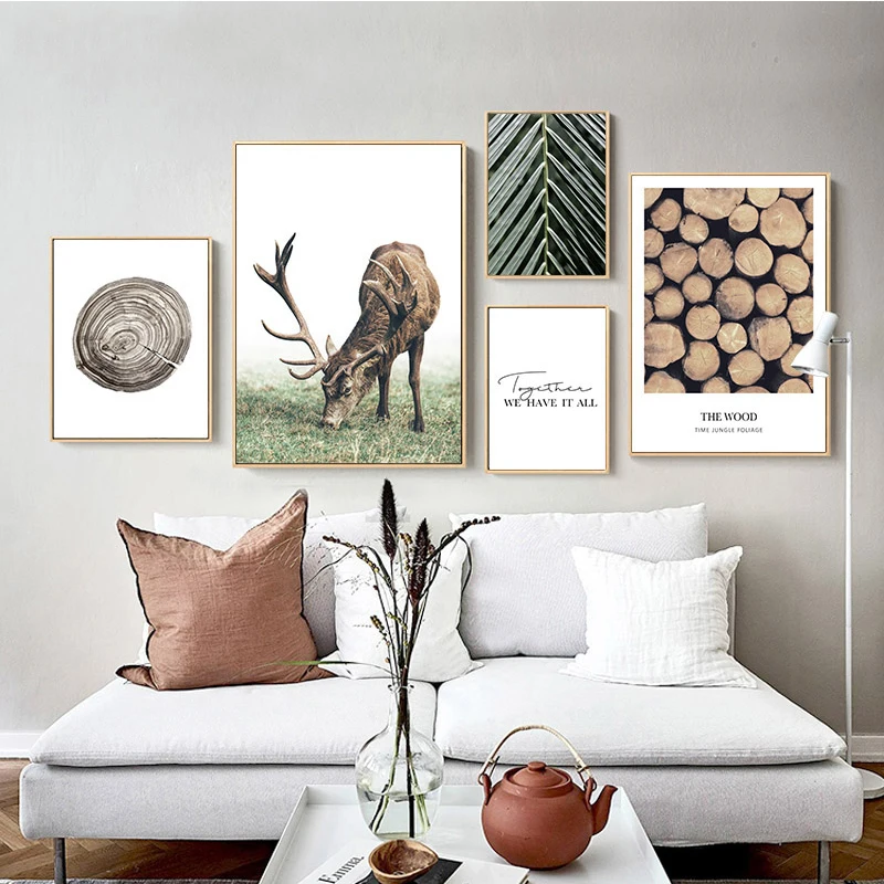 Плакат в скандинавском стиле скандинавский стиль олень дерево настенное