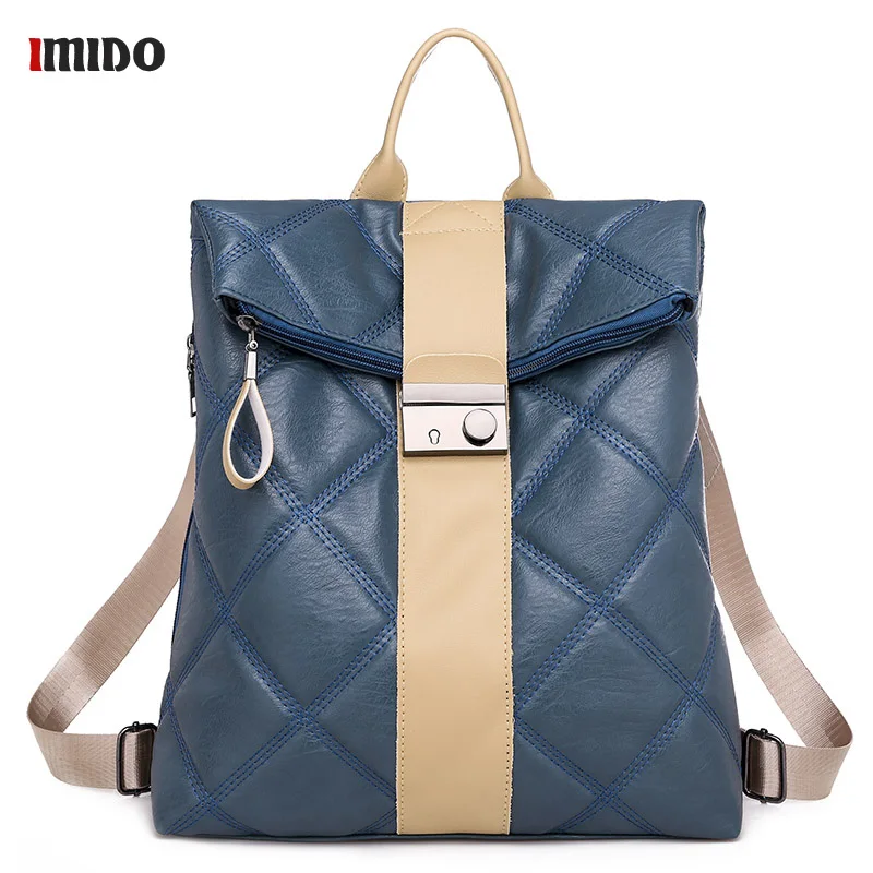 Высококачественные стеганые кожаные противоугонные рюкзаки с металлическим