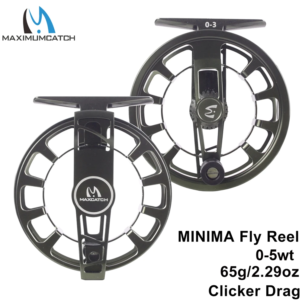 

Maximumcatch MINIMA 0-5wt Light Weight Fly Fishing Reel Clicker Drag System Super Large Arbor Aluminum Fly Reel