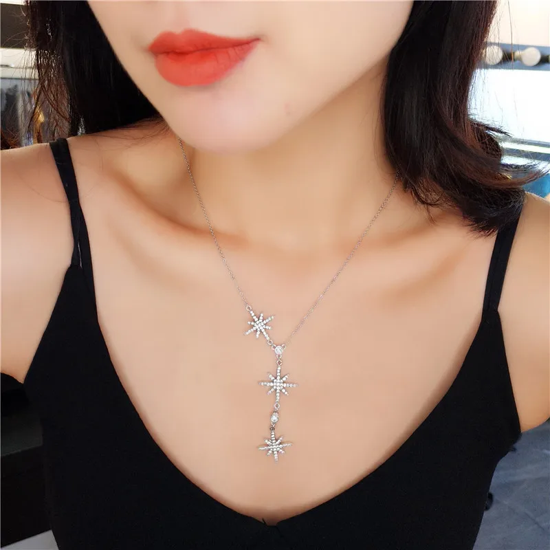 Корейские стразы звезда _ Женская мода 2020 новый темперамент простое ожерелье