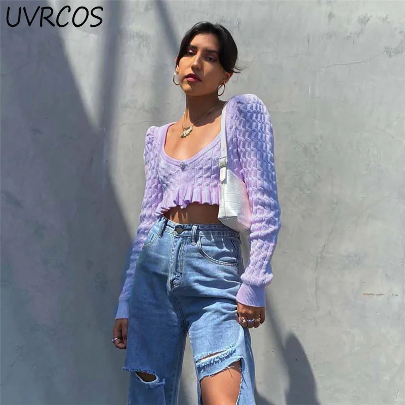 

Fashion Elegant Sweet College Style Low cut Long Sleeve Solid Slim Pullover Sweater For Women Autumn 2021 New Office Lady Top