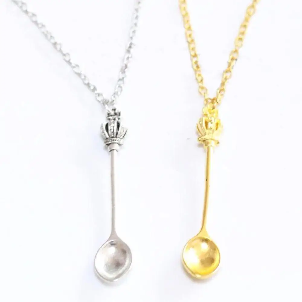 Цепочка с подвеской в виде чайной ложки короной|Ожерелья подвеской| |