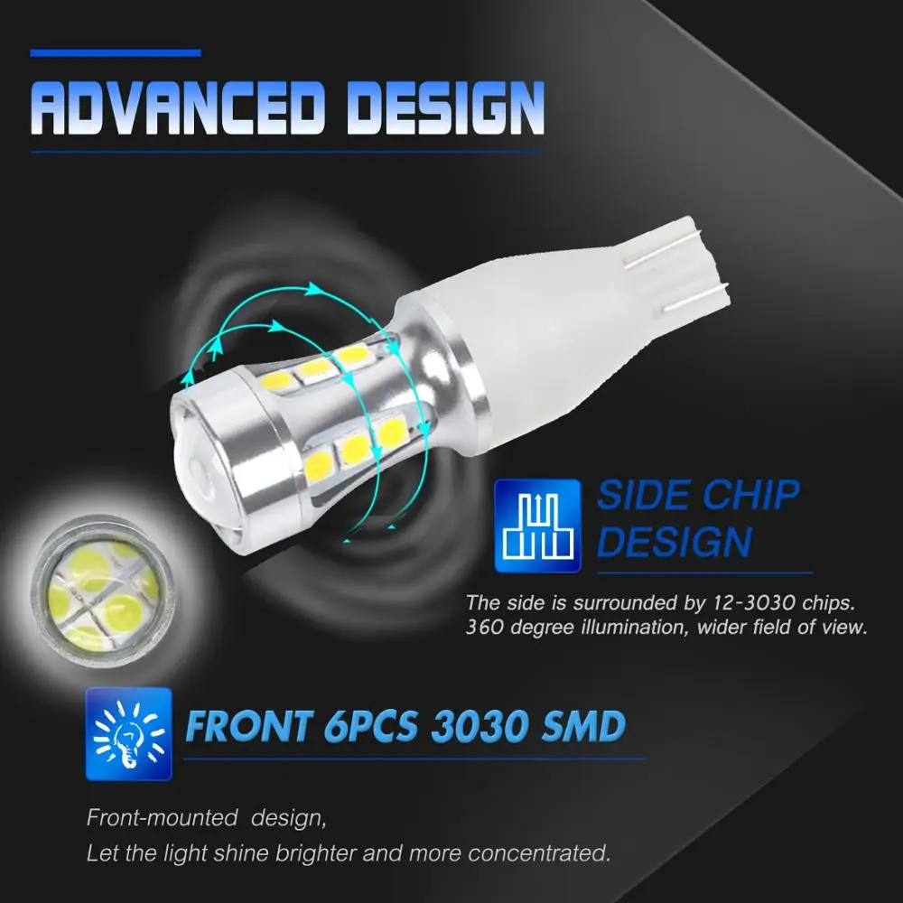 2 шт. T15 W16W светодиодный автомобильный светильник 912 921 3030 18SMD супер яркий задние