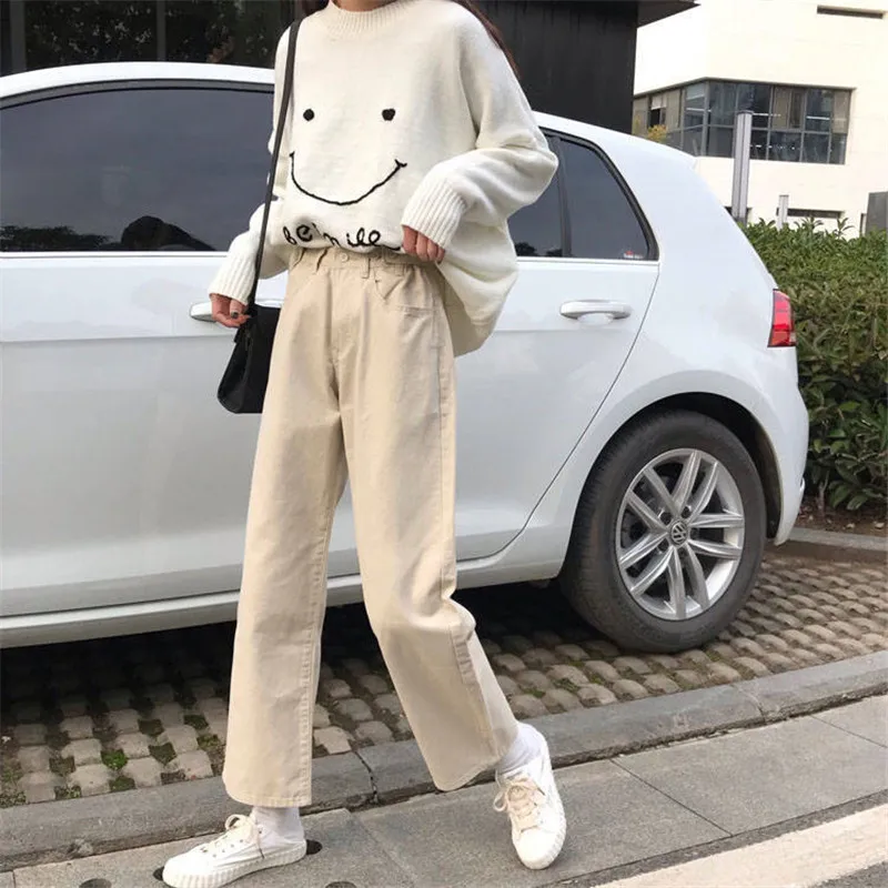 Джинсы женские прямые с широкими штанинами в Корейском стиле джинсы МОМ