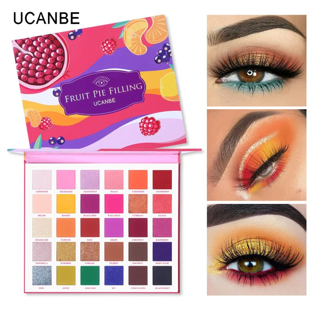 

UCANBE 30 Colors Glitter Shimmer Matte Eyeshadow Fruit Pie Filling Eyes Makeup Palette Vibrant Bright Shades Pigment Eye Shadow