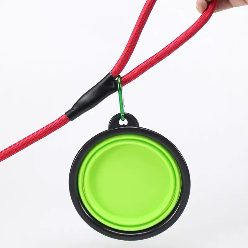 Складная миска для домашних животных силиконовая собак с пряжкой портативная