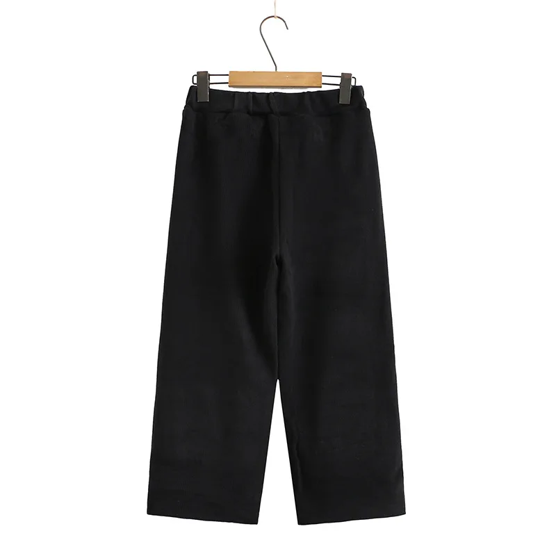 

Plus Size Loose Knitting Suits Women Vest+Long Sleeve T Shirt+Pants Black 2021 Spring 3 Piece Set V-Neck Drawstring Clothing 4XL