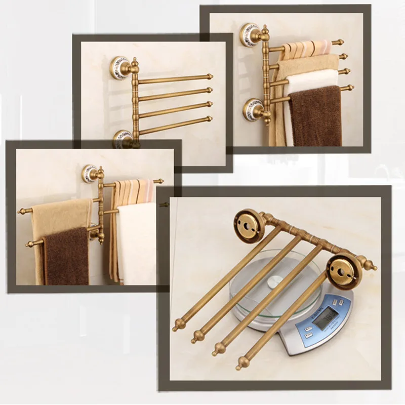 Античная латунная вешалка для полотенец ванной комнаты настенное крепление