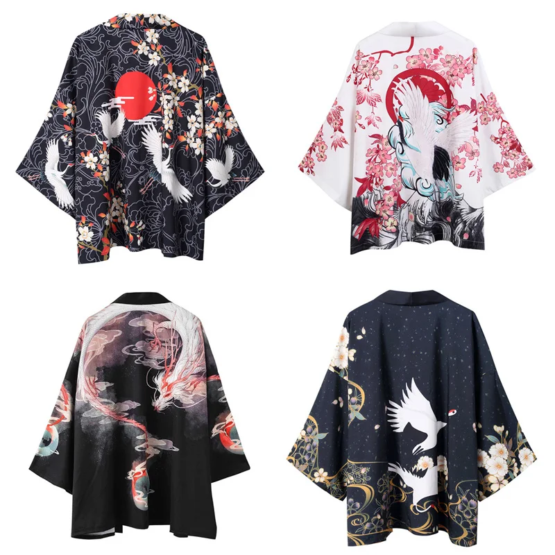 Кимоно мужское традиционное в японском стиле китайский кардиган с принтом юката