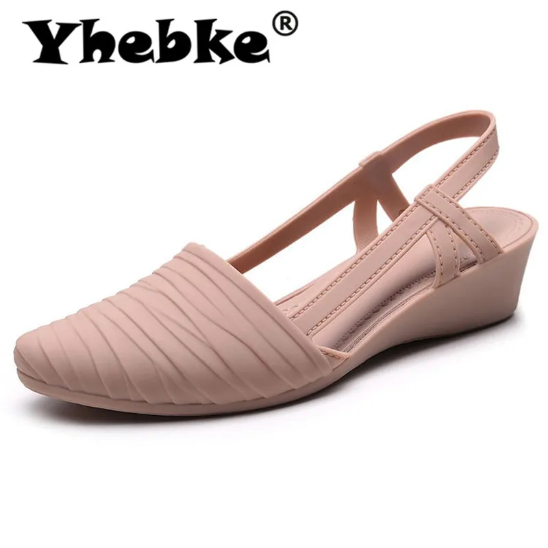 Женские босоножки с острым носком Желейная обувь мягкой подошвой повседневные