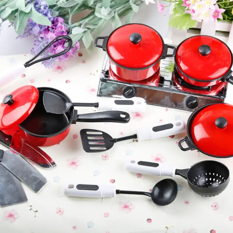 

13pcs/Set Baby Kids Pretend Play Toys Cooking Utensils Tableware Simulation Kit Cookware Interactive Game Supplies